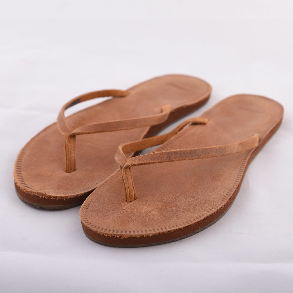 Sanuk Brown Leather Flip Flops